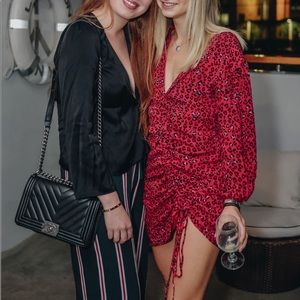 Lovers and friends XS mini dress, red cheetah print, worn once